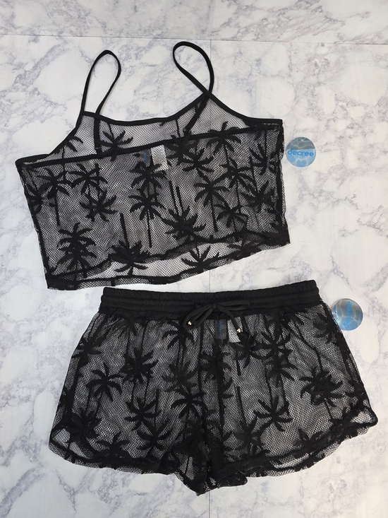 Decree Other - Decree Black Palm Mesh Swim Coverup Set Medium
